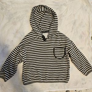 Zara stripped white and navy blue sweater with hood. Toddler size 3-4 years.